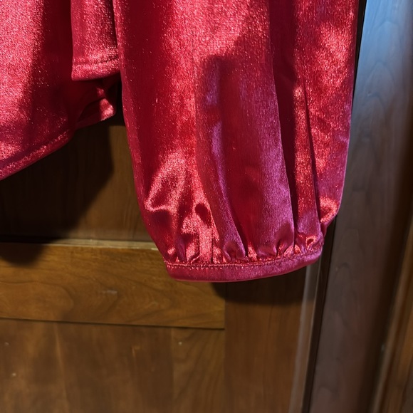 Women’s red button down blouse. Size L. Great for Valentine’s. - Picture 7 of 8